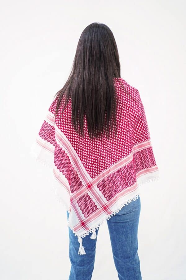 Red and White Hirbawi® Kufiya Woman Back