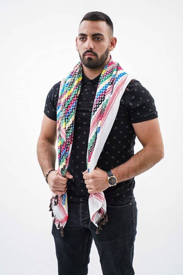 Rainbow Hirbawi® Kufiya Man Front Hold