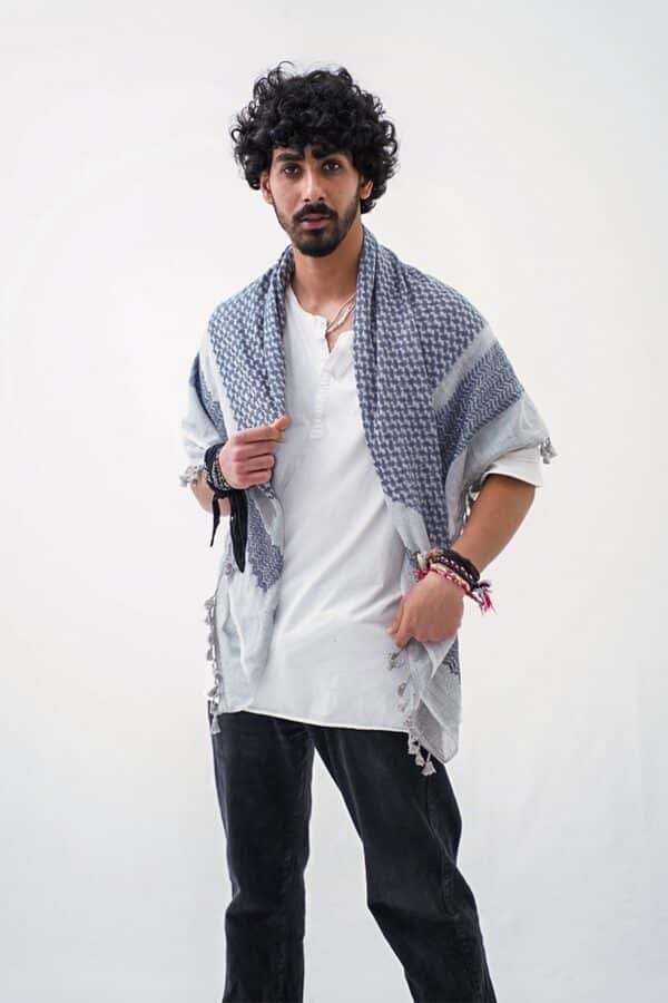Nablus White Hirbawi® Kufiya Man Pose