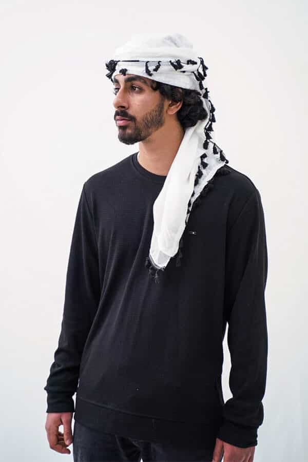Majdal White Kufiya Around Head