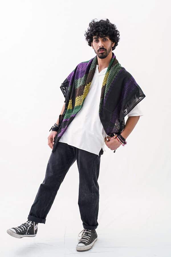 Lavender Dark Hirbawi® Kufiya Man Pose