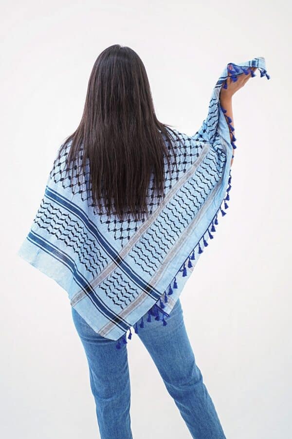 Traditional Blue Kufiya Woman Back